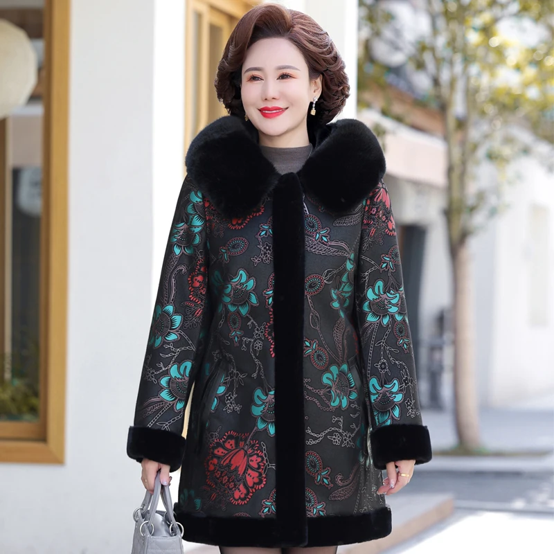 ฤดูหนาว Faux Fur Coat สำหรับผู้หญิงสวมใส่ทั้งสองด้าน2023ใหม่หนากลางอายุผู้หญิงเสื้อขนสัตว์ elegant เสื้อกันหนาวฤดูหนาว