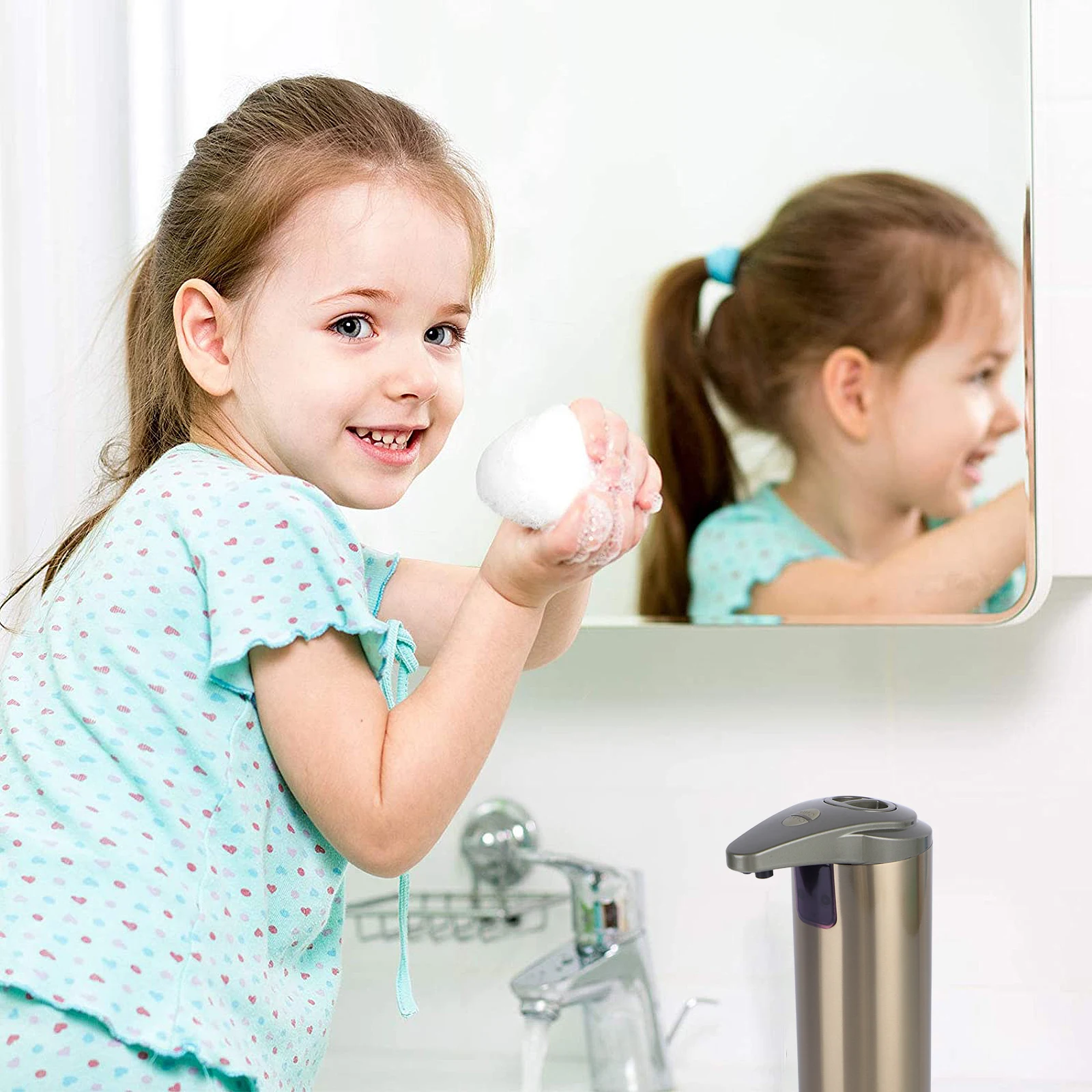 Automatic Sensor Soap Dispenser Stainless Steel Color Leak Proof Infrared Induction Bath Liquid Bottle for Shampoo