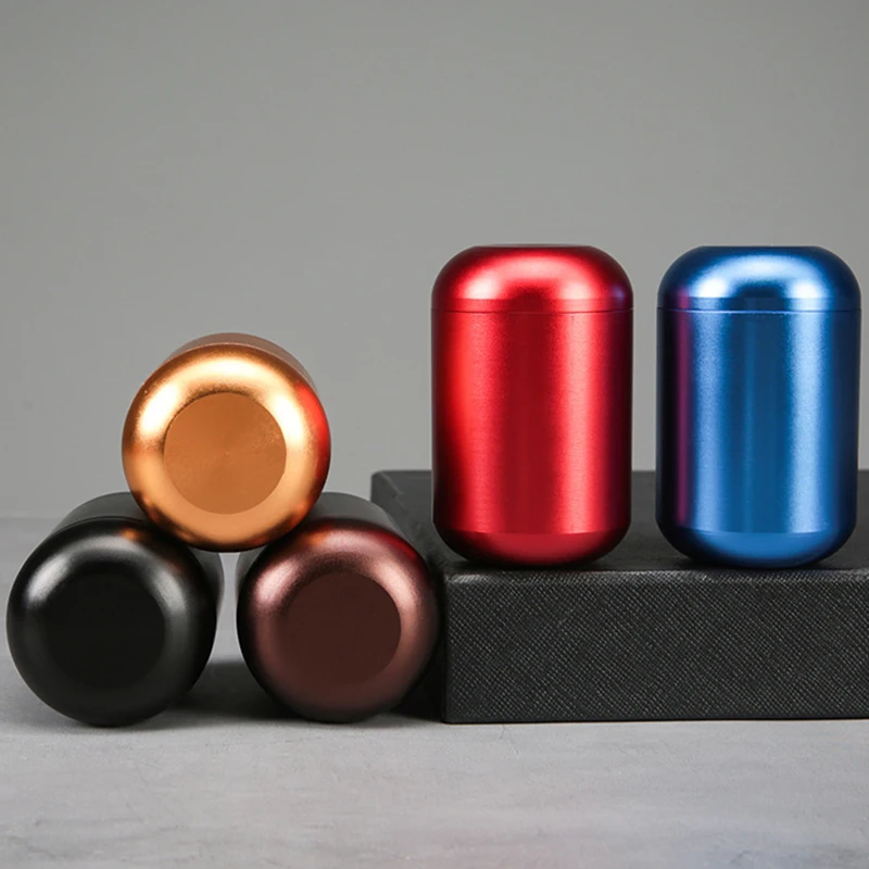 Mini Metal Tea Box 65ml Aluminum Alloy Capsule Jar Tea Coffee Bean Dried Fruit Candy Sealed Jars Portable Travel Storage Cans
