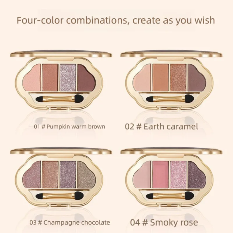 Palette di ombretti opachi con diamanti a quattro colori Little Bear Pearl, ombretto a 4 colori