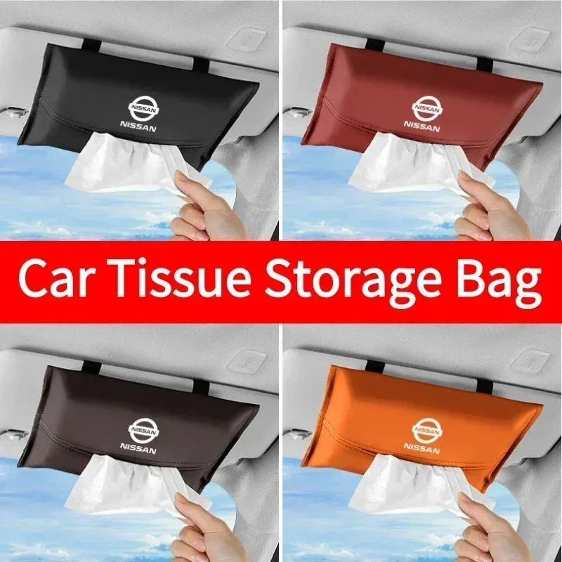 Car Interior Tissue Box Towel Sets Sun Visor Holder Storage for Nissan Kicks Qashqai J10 NOTE X-Trail Juke Micra Sentra Patrol