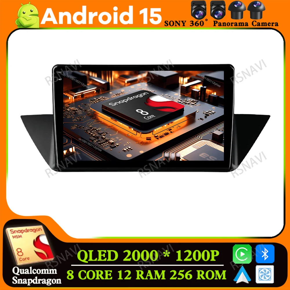 Radio de coche Android 15 para BMW X1 E84 2009 - 2012 BT WIFI + 4G inalámbrico AI voz Qualcomm Viedo reproductor DVD Multimedia NO 2DIN QLED