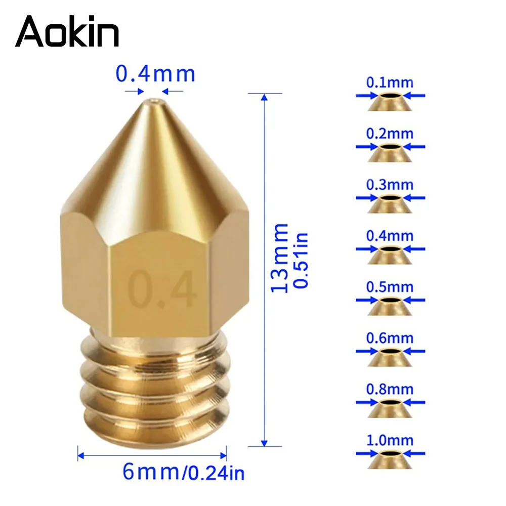 5/10/20 قطعة MK8 فوهة نحاسية 0.2 مللي متر 0.3 مللي متر 0.4 مللي متر 0.5 مللي متر 0.6 مللي متر فوهات رأس الطارد لـ 1.75 مللي متر CR10 CR10S Ender-3 أجزاء طابعة ثلاثية الأبعاد #2