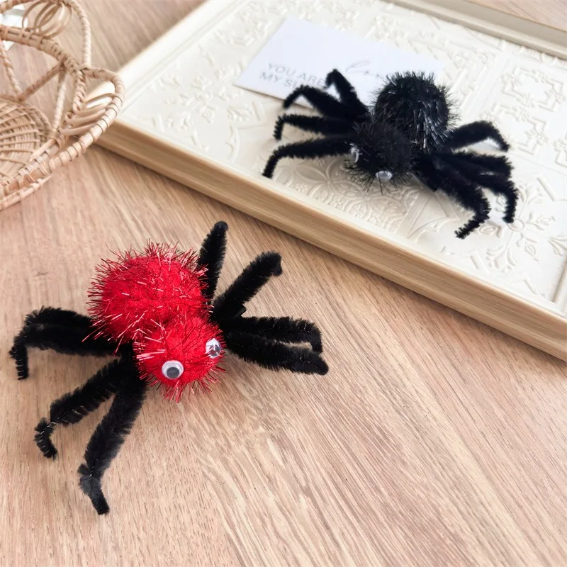 1 Stück gruselige, süße, flauschige Spinnen-Haarspangen, flauschige Halloween-Accessoires, perfekte Kostümpartys, gruselige, schicke Frisuren, festlicher Spaß – Detail 2