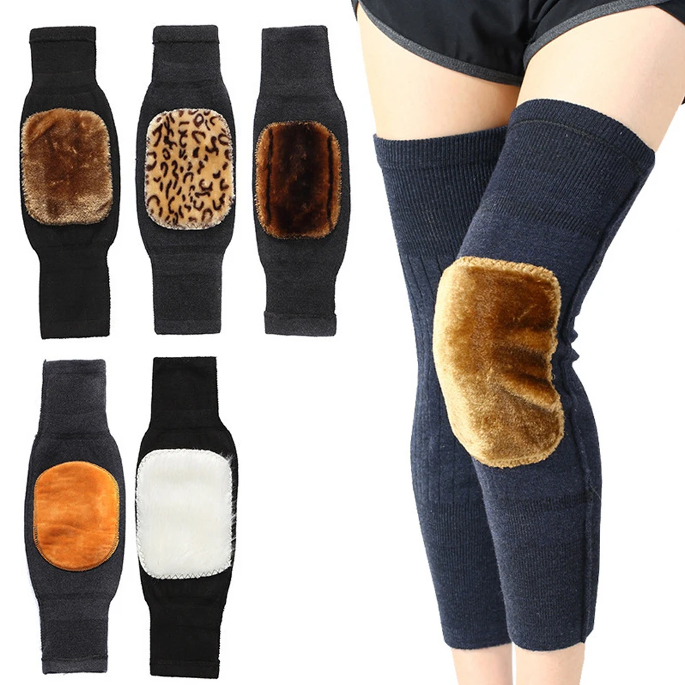 1Pair Men Women Thick Wool Leg Warmers Winter Rheumatic Arthritis Knee Braces Leggings Leg Sleeves Ski Cycling Running Knee Wrap