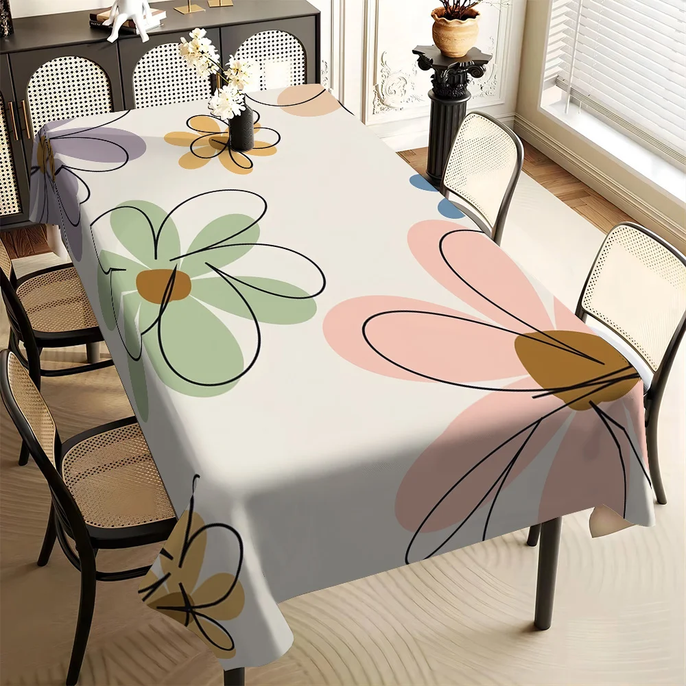 1pc Fresh Simple Floral Pattern Printed Tablecloth, Rectangular Outdoor Party Tablecloth Suitable for Hotel Kitchen Restaurant Event Celebration Cloth