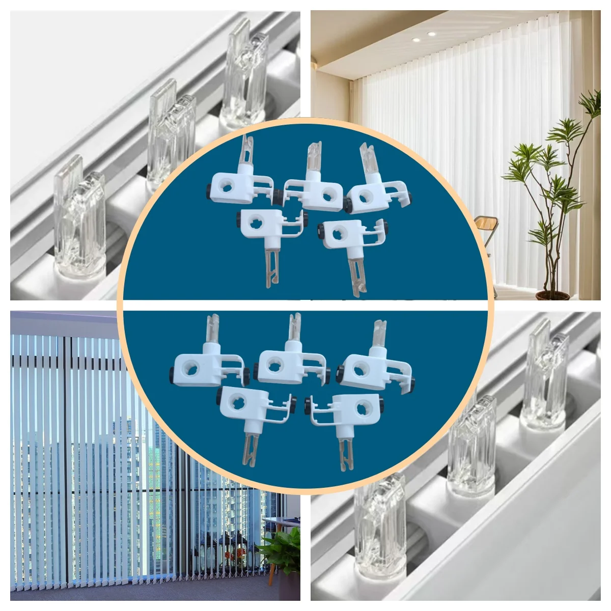 5pcs 4-Prong H Hook Carrier, Curtain Runner, Components For Vertical Blinds and Dreamlike Life Blinds