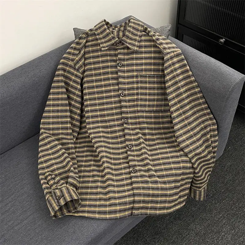 

Retro Chic Men's Casual Loose Long Sve irt Spring Versatile Japanese Sle Lazy Sle Outerwear Youth Trend Spring 2025