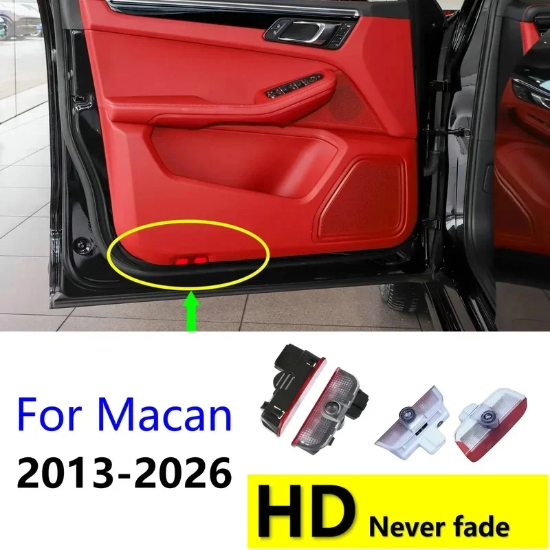 HD 2Pcs For Porsche Macan 95b 95b 1 2 3 GTS S Led Car Door Projector Welcome Light 2013-2026 2025 2024 2023 2019 2018 2017 2016