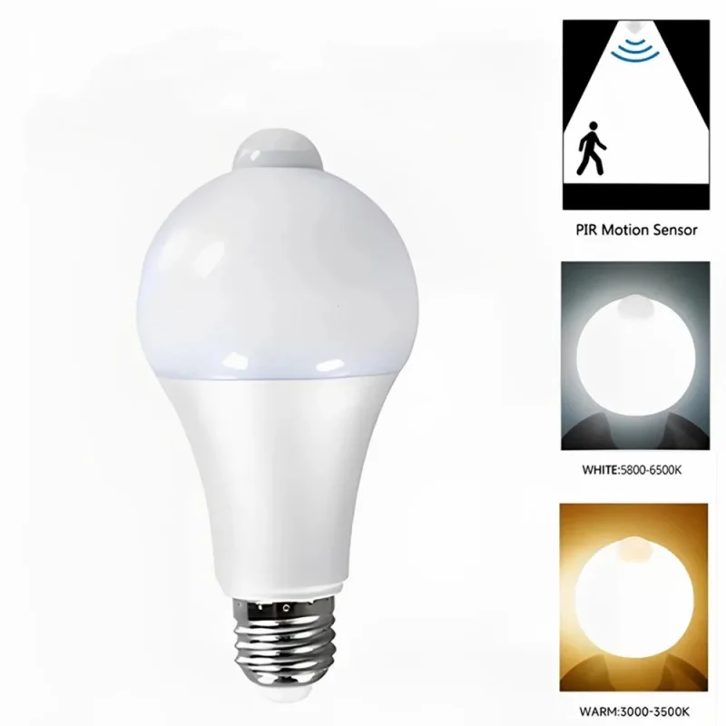 

Pop 220V E27 PIR Motion Sensor Lamp 6W 9W 12W 15W 18W LED Bulb With Motion Sensor Infrared Radiation Motion Detector Security Li