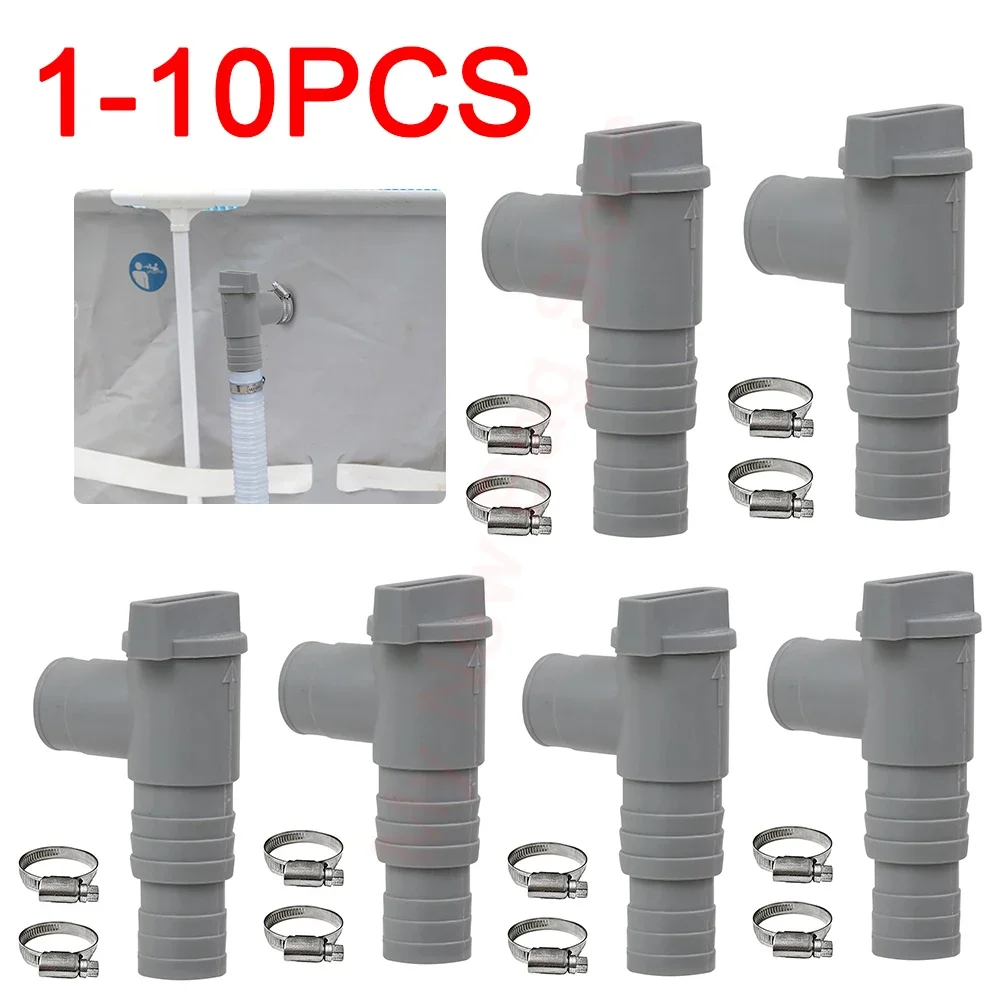 1-10set PVC Pool Filter Pump Adapter for 32mm Pipe Hoses Connector Part Pool On/Off Plunger Valve Leak Proof Replacement Outdoor