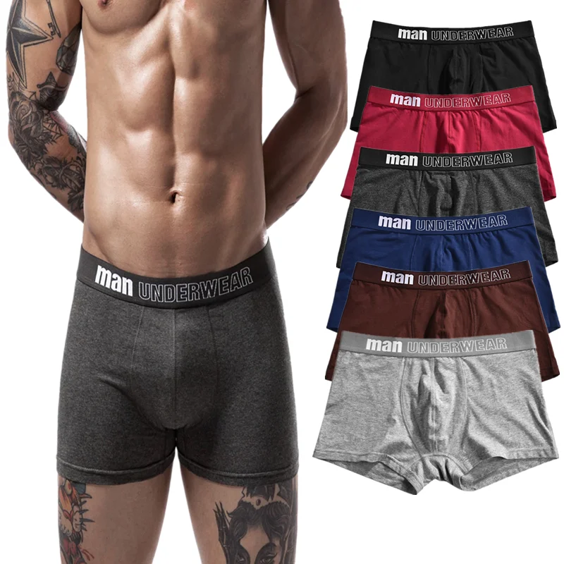 

4Pcs Big Size Men Boxers Shorts Breathable Solid Color Briefs Homme Underwear Cotton Soft Boy Underpants Undies Panties Knickers