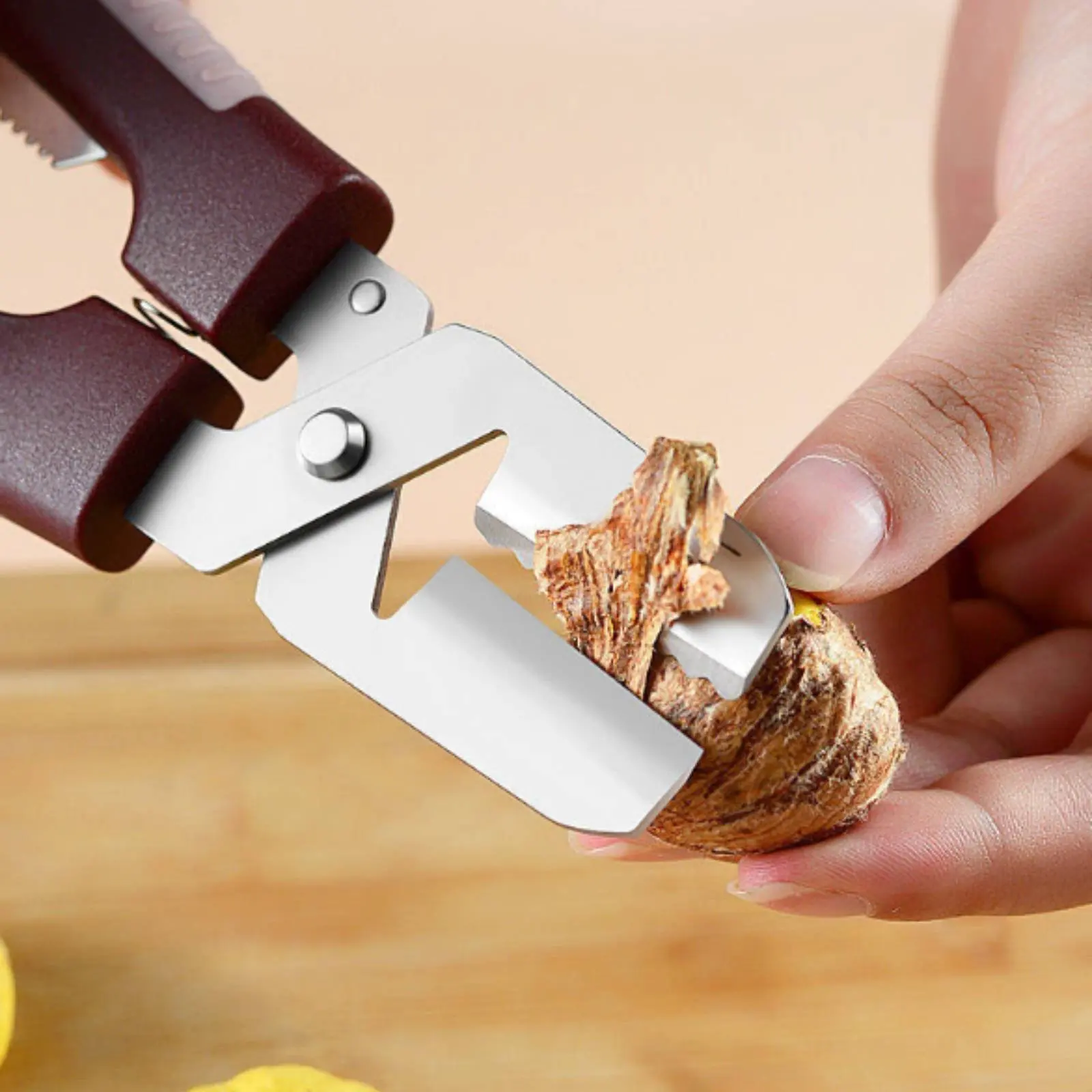 

Chestnut Opener Non-Slip Handle Chestnut Sheller Nut Splitter Coil-Assisted-Loaded Food Prep Tool Ergonomic Grip for Kitchen