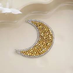 Iron on Rhinestone Applique Patches Moon Cute Thermal DIY For Clothing Jacket Backpack Cute Sewing Decorative Badges BX227