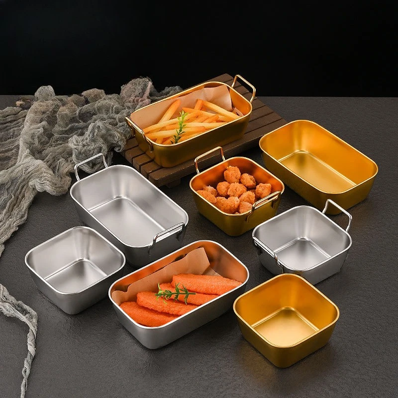 

Корейская креативная квадратная тарелка для американского картофеля фри, жареные куриные закуски, золотая тарелка для закусок