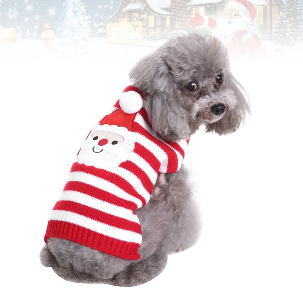 

Festive Christmas Pet Sweater Cute Santa Design Turtleneck Soft Warm Puppy Clothes for Small Dogs Winter Party Wear Comfortable