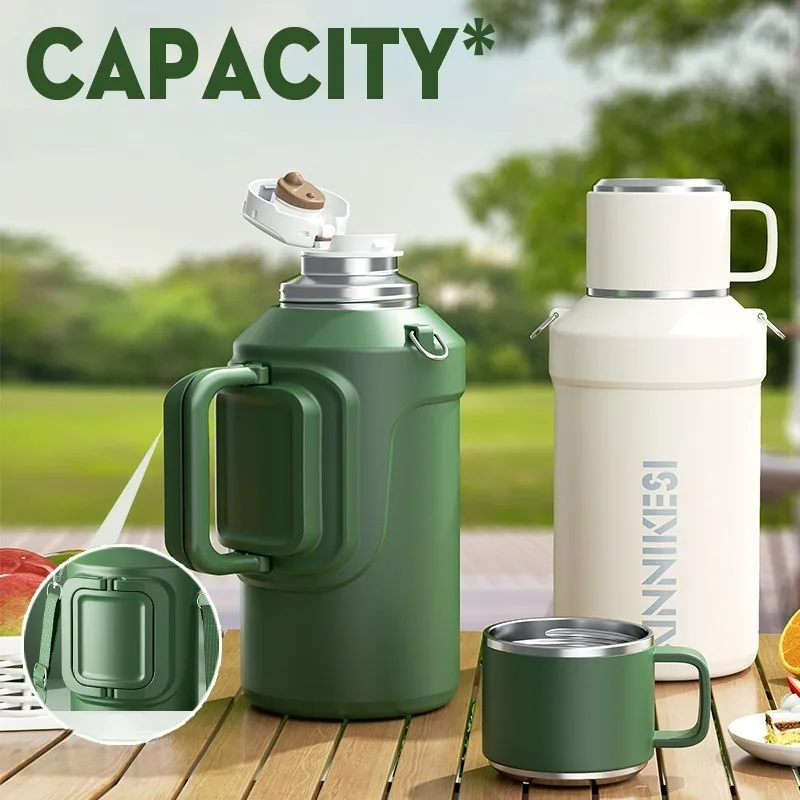 Thermal Insulation Kettle 316 Stainless Steel 2L Large-capacity Tea Cup Sports Rope Portable Outdoor Travel Pot