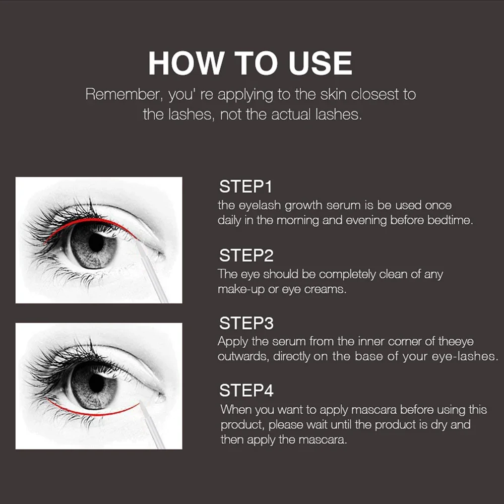 O.TWO.O 100% Work Eyelash Growth Serum Essence For Eyelashes Enhancer Lengthening Thicker Nourishing Essence 3ml