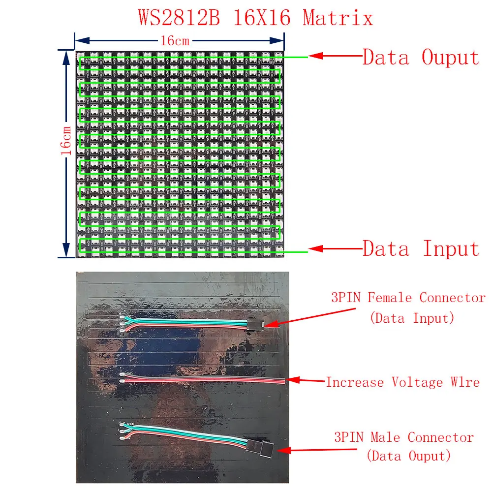 1PCS-5PCS WS2812B 16x16 LED Matrix Pixel Screen SMD 5050 RGB WS2812 IC Individually Addressable Digital Flexible LED Module