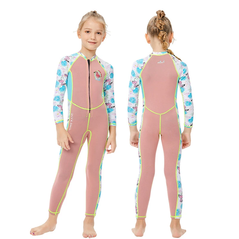 Kids Wetsuit 2mm Full Suit Neoprene Swimming Suit Long Sleeve Diving Suit Front Zipper Thermal Swimsuit for Children Junior