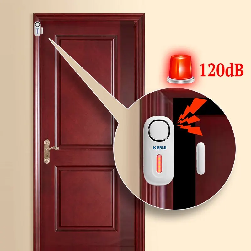 KERUI 120DB Wireless Door/Window Entry Security Burglar Sensor Alarm Magnetic Smart Home Garage System Remote Control Led Light