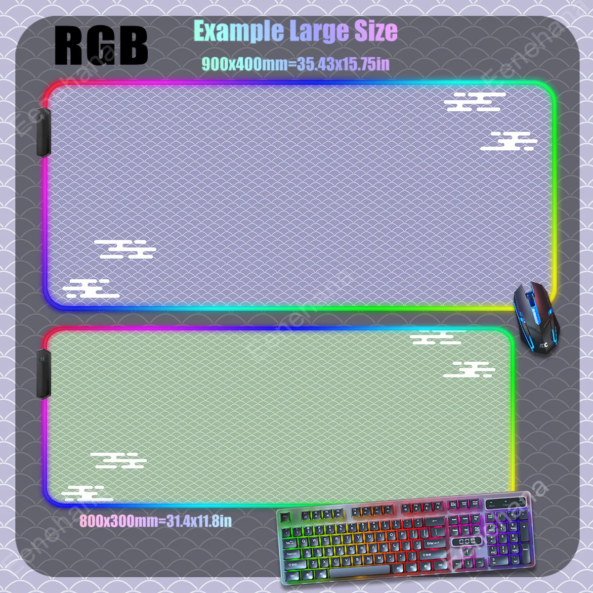 

XXL keyboard Simplicity RGB Backlight PC Gamer Japanese Mousepad HD Printing Desk Mat Gaming accessories Wave Series Gaming mats