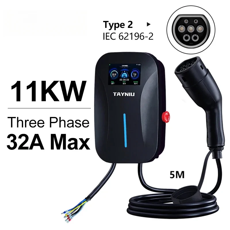 

7KW/11KW/22KW 32A EV Wall Type 1/Type 2 5M APP Control Charging Station