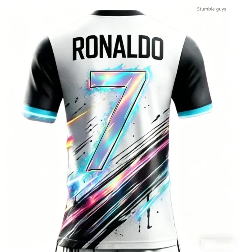 Sommer Herren Ronaldo Nr.7 Kurzarm T-Shirt Fußballtrikot Mode Übergroße Sportbekleidung Tops Kinderkleidung Outdoor Streetwear