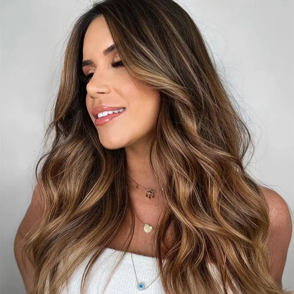 

Soft Highlight Brown Preplucked 28Inch Natural Wave 5x5 Silk Base Jewish Human BabyHair HDLace European Hair Glueless Daily