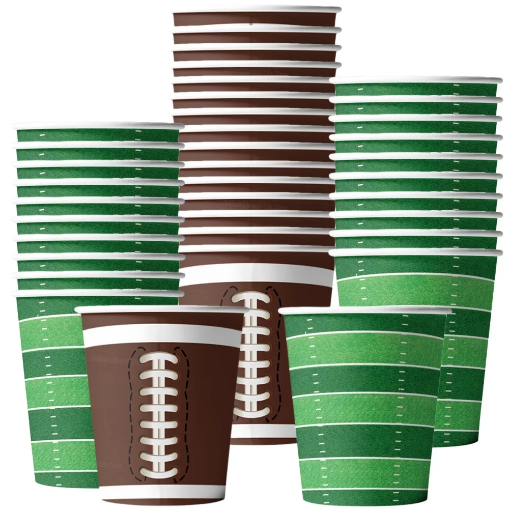Taza de papel de fútbol americano de 9oz, vasos de aperitivos desechables con tema de Rugby para cumpleaños y decoración de fiesta del día del juego, 10/20/30 Uds.