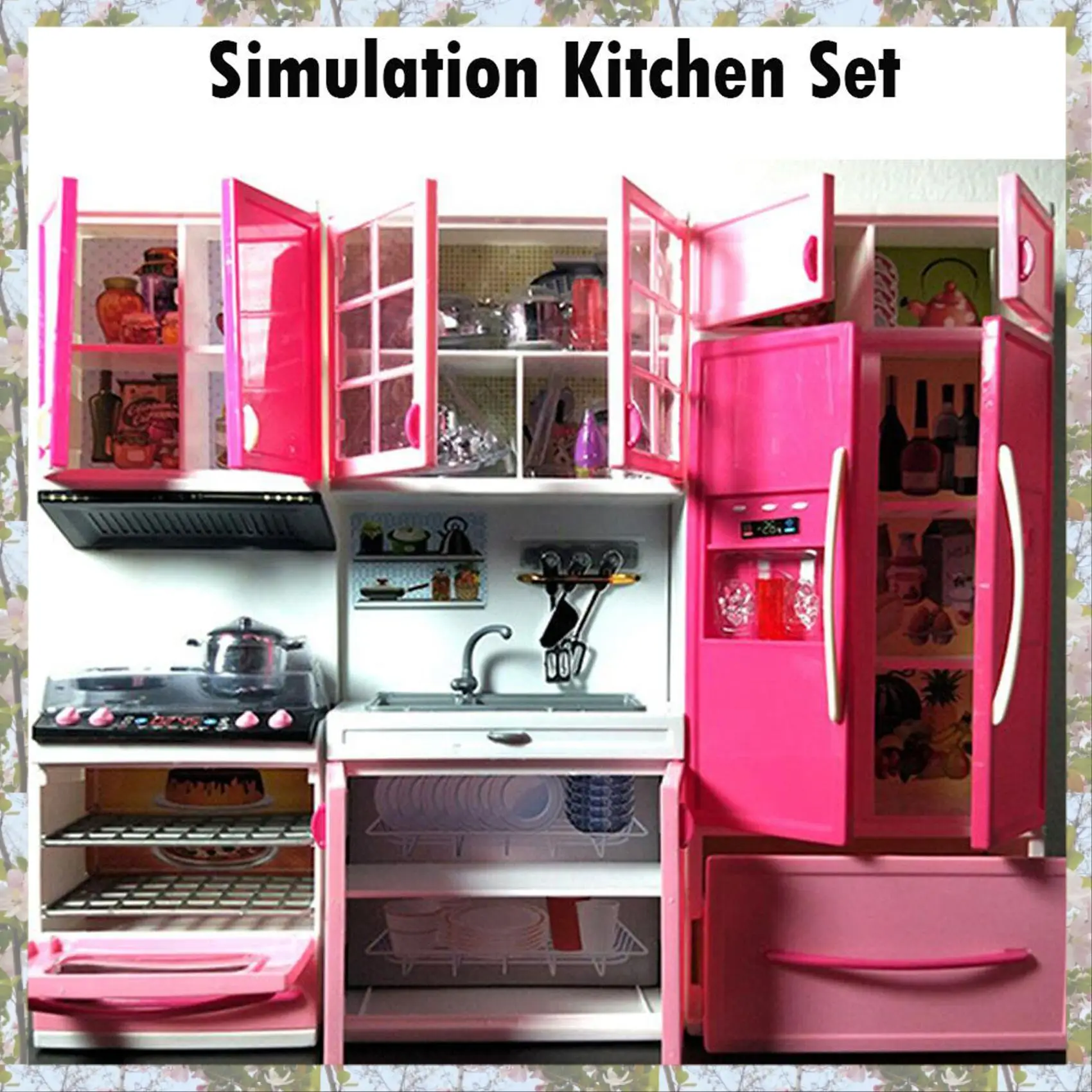 Ensemble d'armoires de cuisine de Simulation T84C, outils de cuisine pour enfants, Mini ensembles de vaisselle, ensemble de jeu pour maison de poupée pour filles