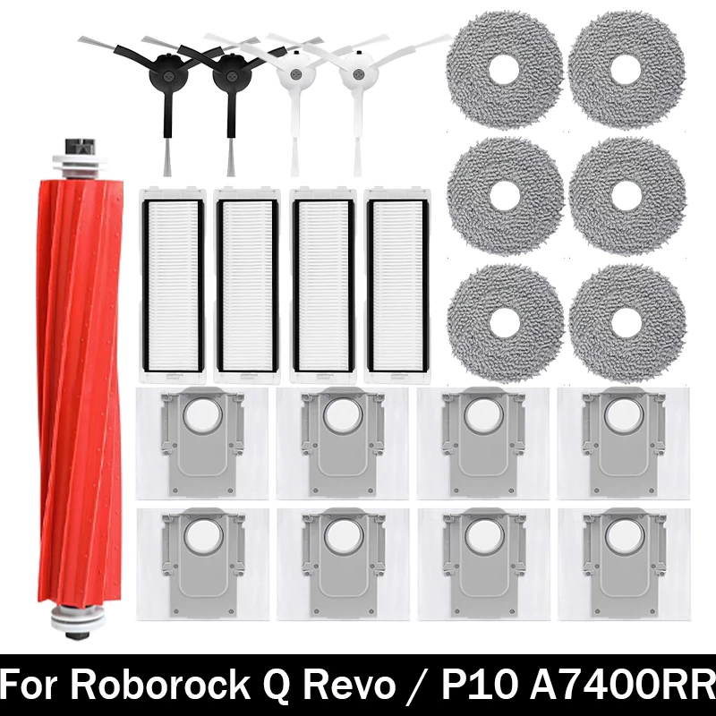 

For Roborock Q Revo / P10 A7400RR Robot Vacuums Cleaner Accessory Main Side Brush Hepa Filter Mop Cloths Dust Bag Spare Part