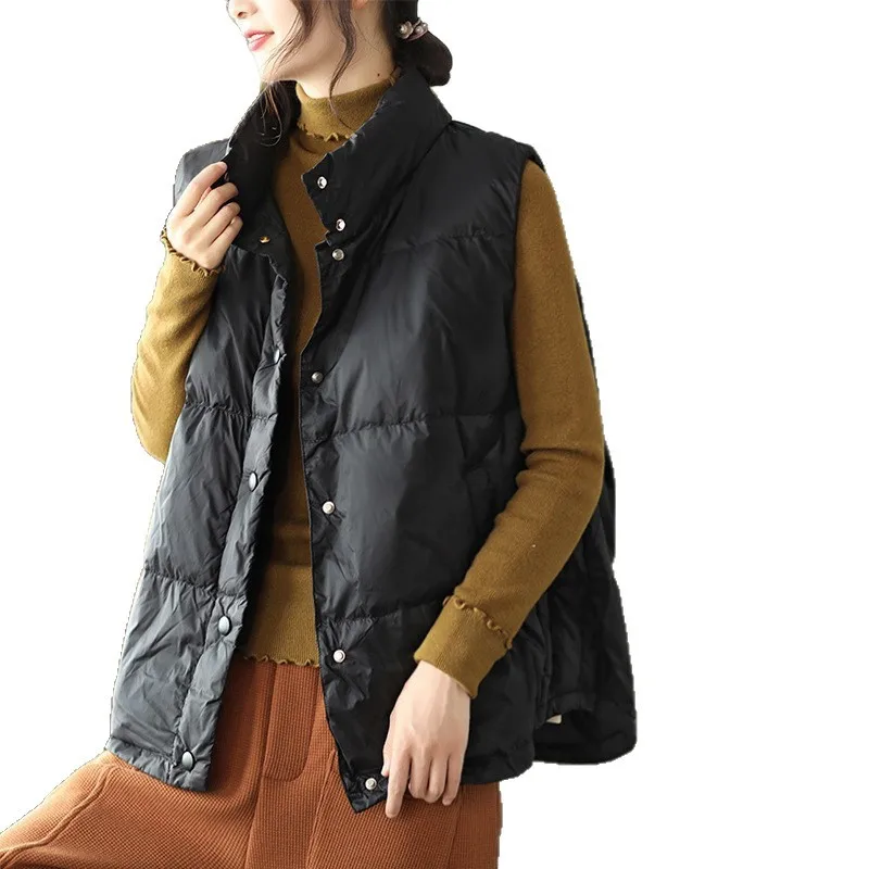 المرأة أسفل سترة قصيرة 90 الأبيض بطة ريشة أكمام البخاخ صدرية الشتاء معطف دافئ امرأة أصابع النساء VT-360