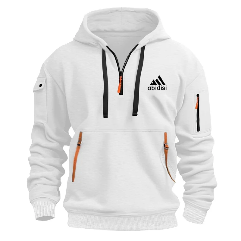 

Men's New Multi Pocket Half Zip Hoodie, Fashion Comfortable Pullover Top for Outdoor Sports Daily Leisure, Picture Color