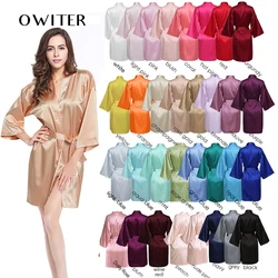 Bridesmaid Robes Bride Robe Short Satin Robe Women Wedding Robe Bathrobe Sleepwear Dressing Gown Plus Size 32-Color