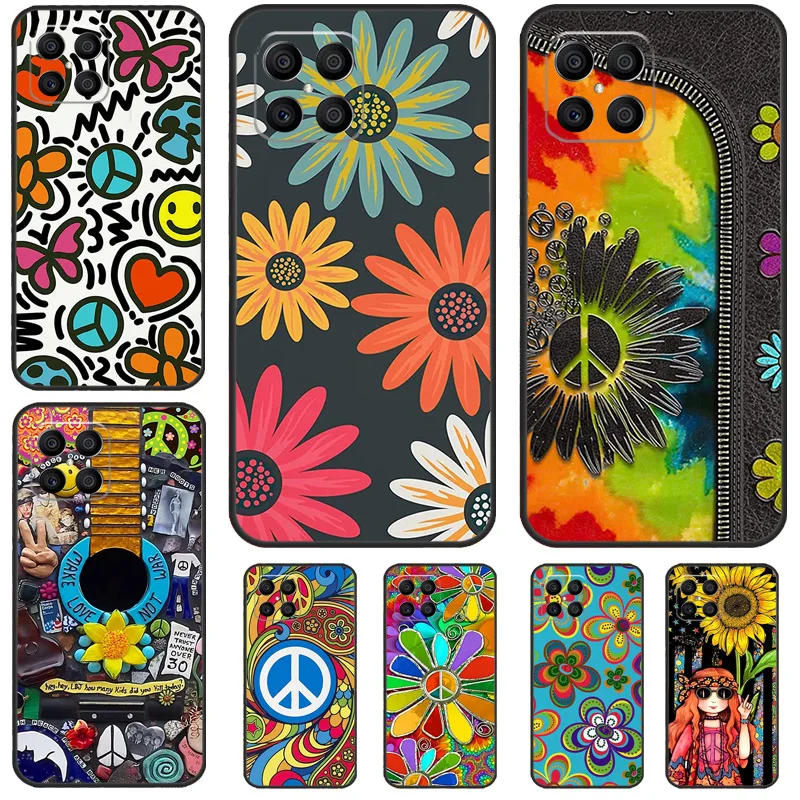 Hippie Daisy Tie-dye Flower Peace Case For Honor X6a X9a X9b X8a X7a X7 X8 X9 8X 9X Honor 90 Lite 70 50 Magic 5 6 Pro Cover