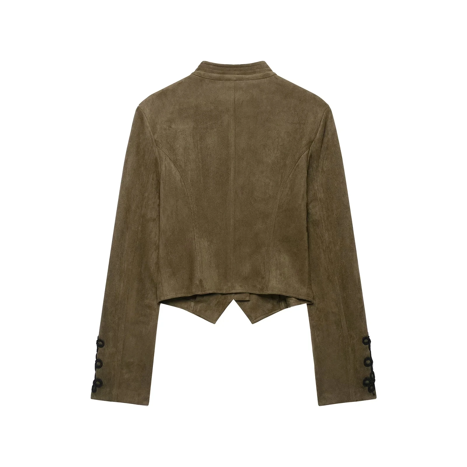 KONDALA Vintage Chic Wildleder Damenjacken O-Ausschnitt Einreihig Langarm Kurzes Oberteil Mode 2026 Herbst Winter Urlaubsmantel – Detail 3