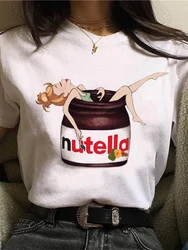 New Nutella Print T Shirt Women 90s Harajuku Kawaii Fashion T-shirt Graphic Cute Cartoon Tshirt Korean Style Top Tees Female