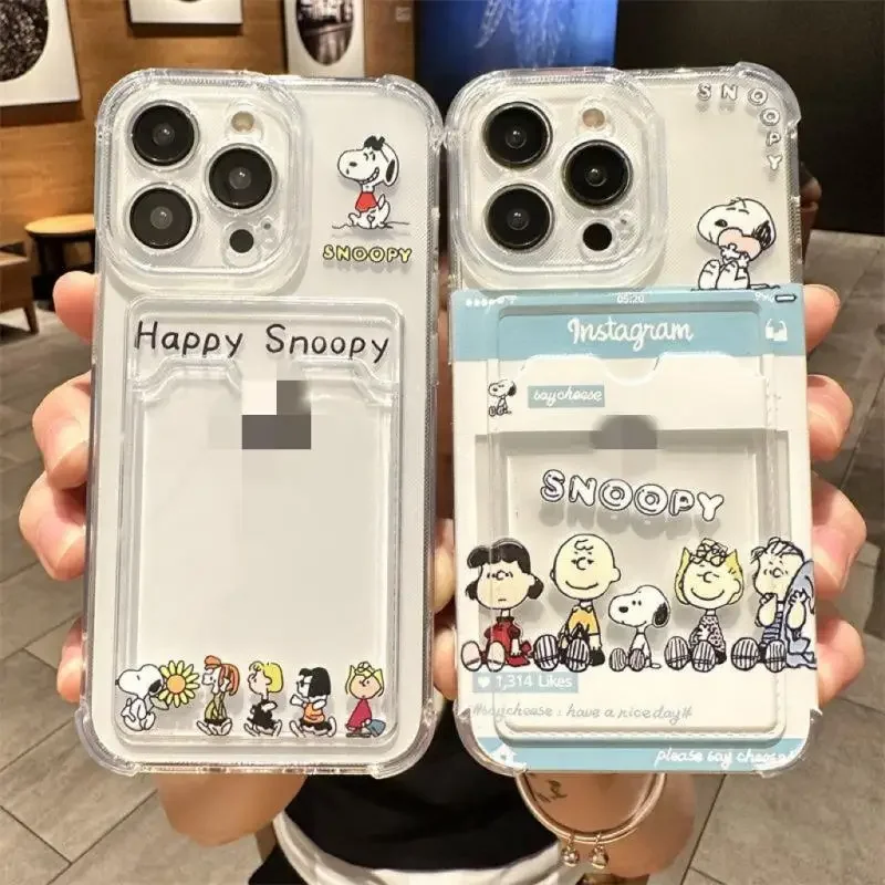 

Чехол для телефона Cute Cartoon Peanuts Snoopy для iPhone 16, 15, 14, 13, 12, 11 ProMax 7, 8 X XS XR, может удерживать фото, мягкий корпус «все включено»