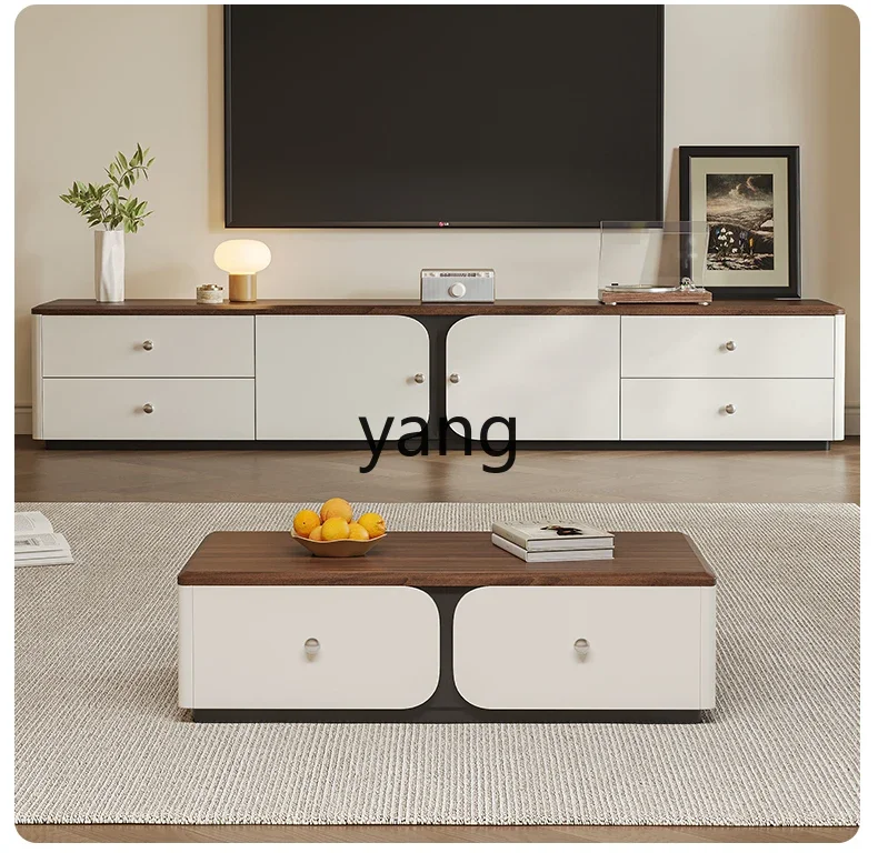 

Ltt light luxury modern simple rounded corner TV cabinet coffee table combination living room home medium ancient style