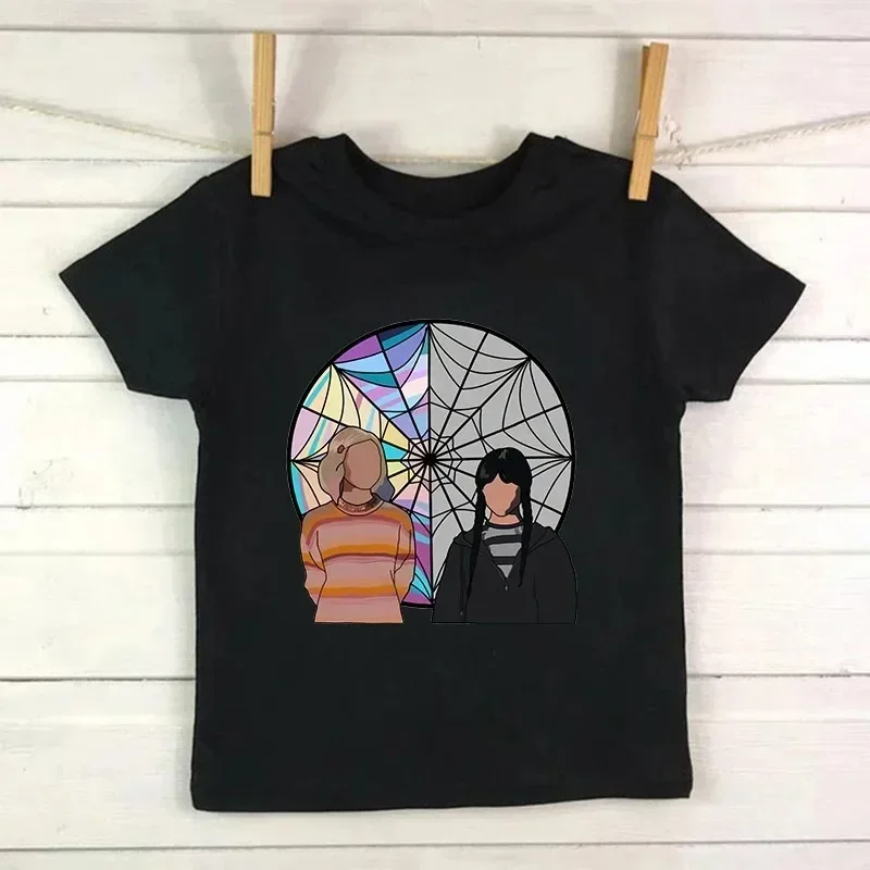 Tshirt Wednesday Addams Children T-Shirt I Hate People Cartoons Clothes Kid Girl Boy Nevermore Academy T Shirt Baby Casual Top