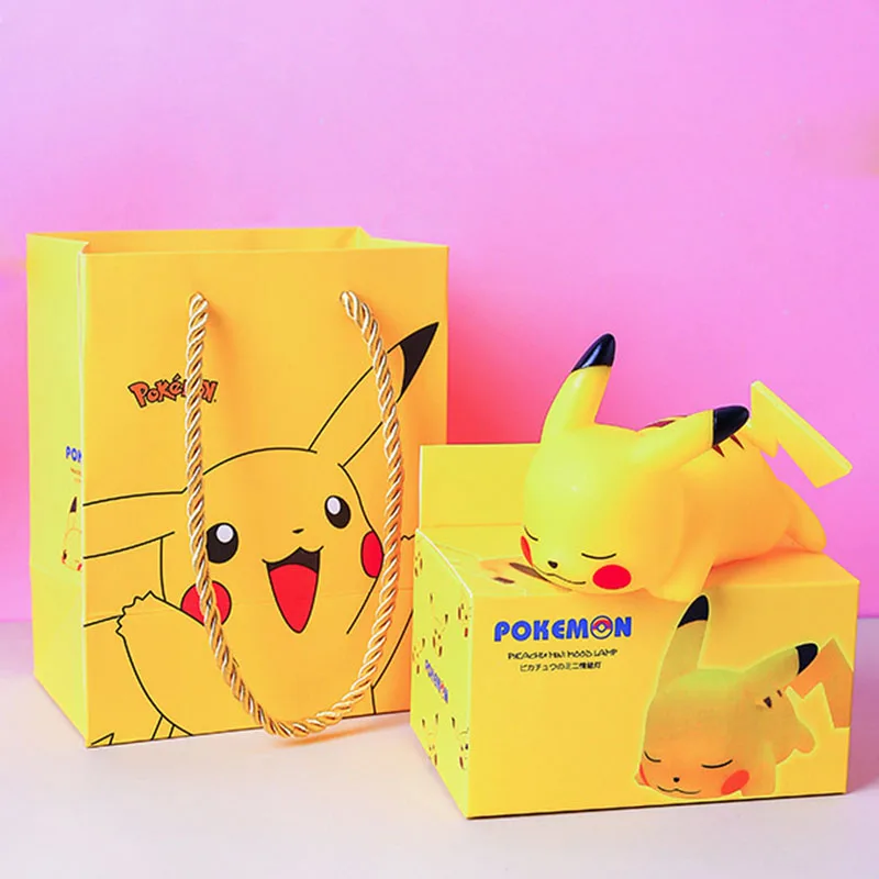 Luz de noche de Pokémon Pikachu, lámpara de mesita de noche de Pikachu, juguete brillante para niños, regalo de cumpleaños y Navidad