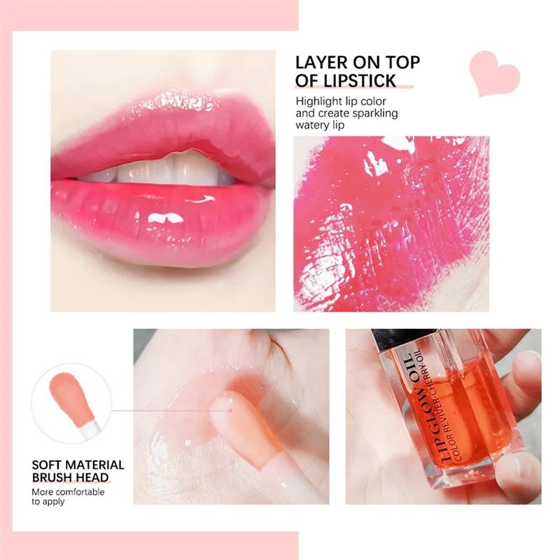 Ibcccndc Crystal Jelly Moisturizing Lip Oil Plumping Lip Gloss Makeup Sexy Plump Lip Glow Oil Tinted Lip Plumper 6Ml 001