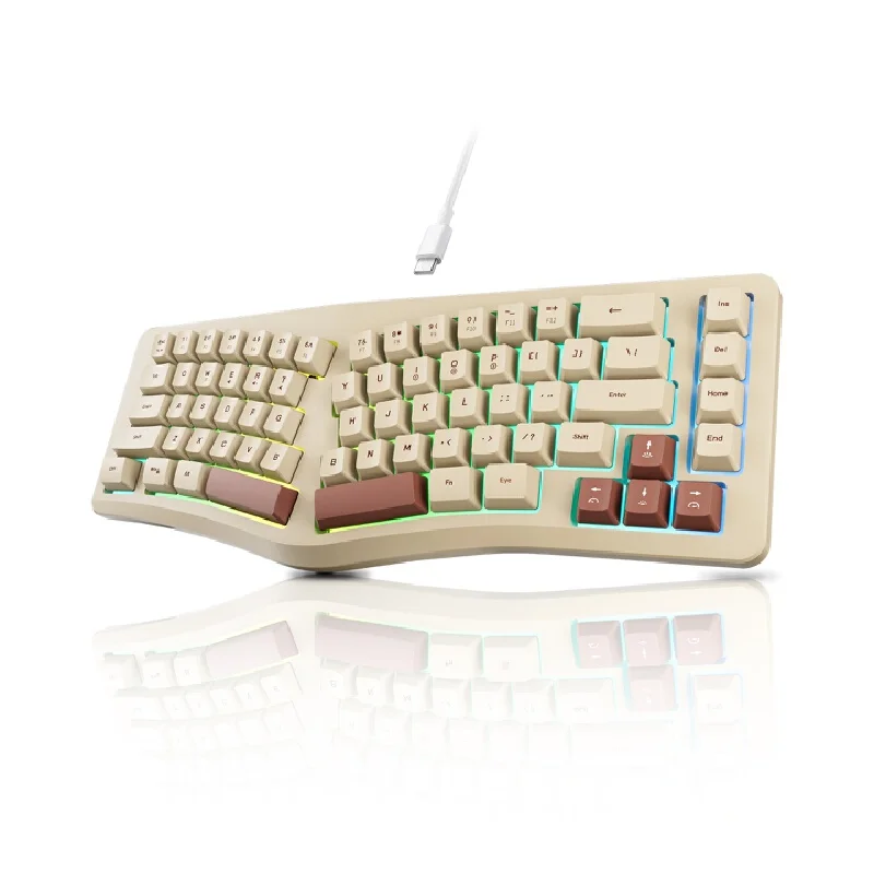A86 Gaming Keyboard Split Ergonomic Wired Backlit Mechanical Feel Color Matching Customizable For Laptop Desktop Office Typing