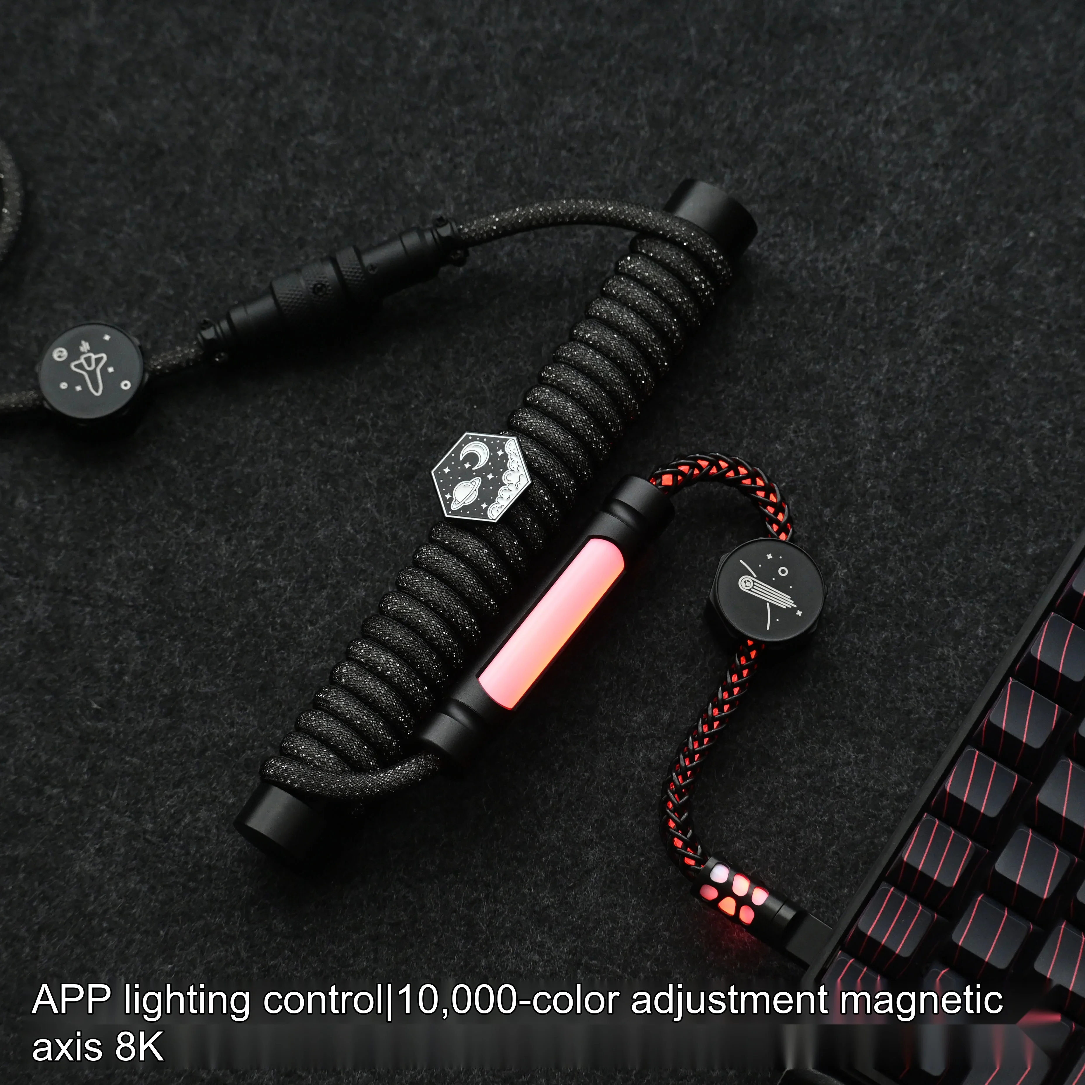 Tumbler Studio Starry Sky V2 Flash Black 8K App Controlled Custom Mechanical Keyboard Aviator Cable RGB Lighting Coiled Cord