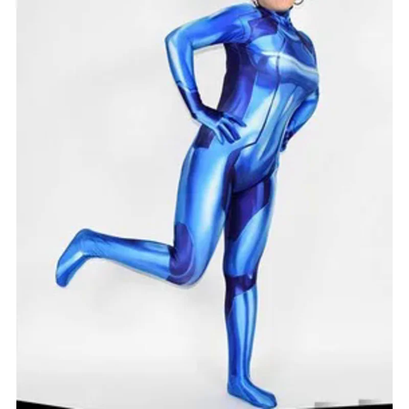 Disfraz de Samus Aran para adultos y niños, traje de superhéroe de juego Zero Aran, mono Zentai para fiesta de Halloween, novedad