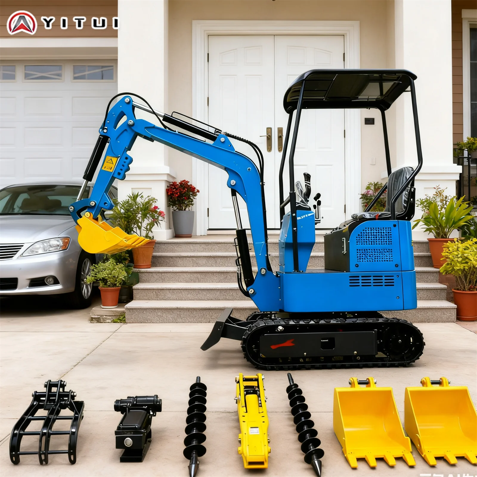 Facile da usare Mini escavatore per cabina domestica con motore Kubota per cingoli antiscivolo da 1,8 tonnellate da 2 tonnellate personalizzato