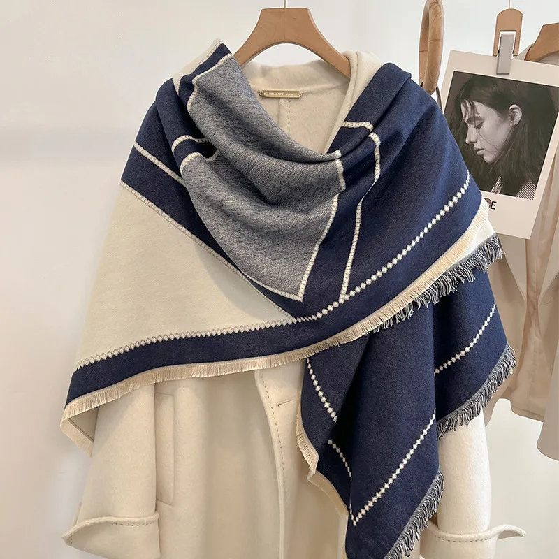 

Shawl with women's air-conditioned room cape autumn and winter imitation cashmere thickened warm scarf scarf scarf