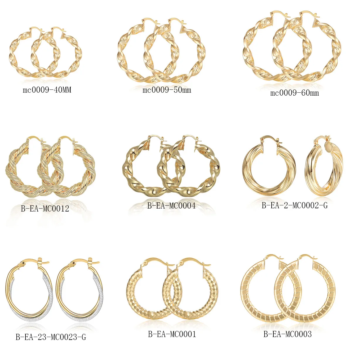 

9 Pairs 18K Gold Plated Copper Hoop Round Circle Earrings official-website Women Fashion Jewelry Accessories Wedding Party Gift