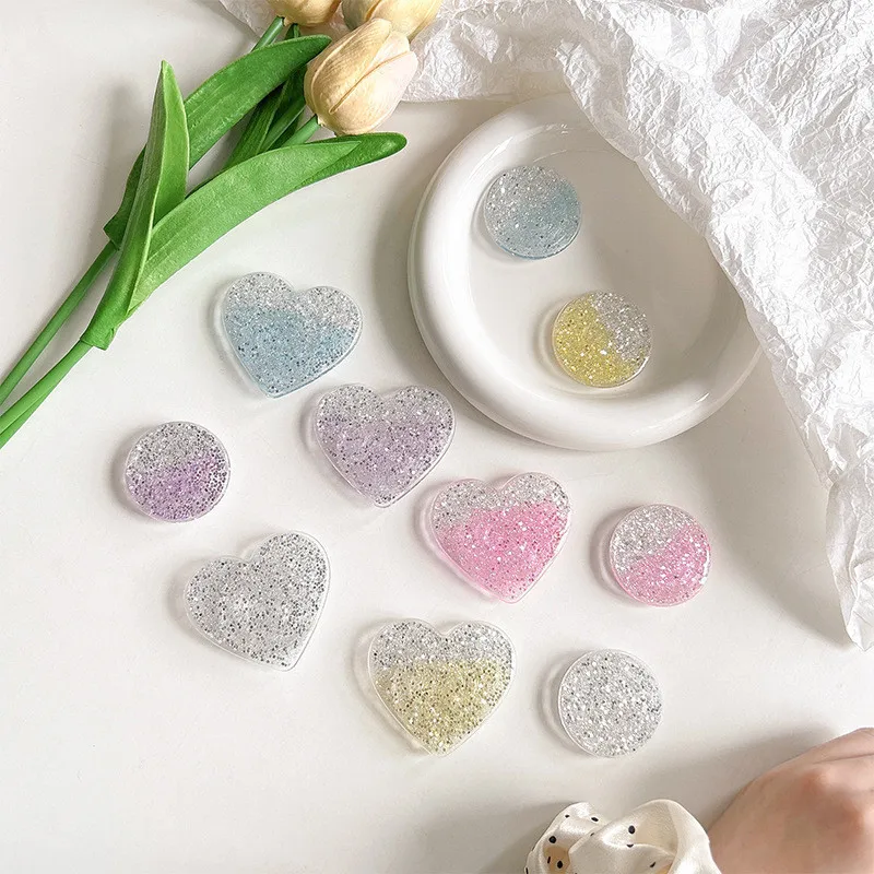 

Блестящий держатель-кольцо Glitter Love Circle Fold Finger Grip для телефона, подставка для iPhone 14 15 16 17 Samsung Xiaomi